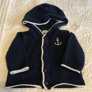 Like new Janie and Jack navy anchor hooded sweater jacket sz 0-3 months